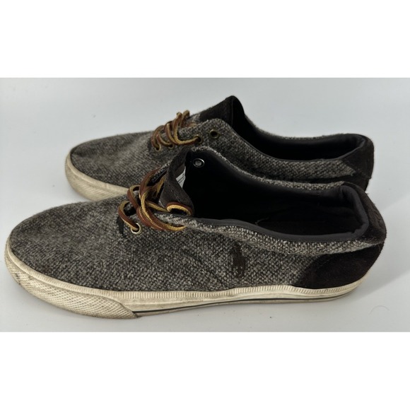 Men's 9 D POLO Ralph Lauren Vaughn Donegal Wool Tweed & Suede Casual Sneakers - Picture 6 of 10